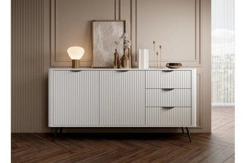 Комод Lante 2D3S/163 Білий 2-дверний з 3 шухлядами і чорними ніжками 2D3S/163 БЧН фото