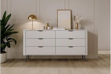 Комод Lante 6S/163 Білий з 6 шухлядами і чорними ніжками 6S/163 БЧН фото