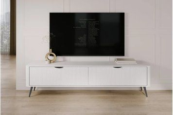 Тумба під телевізор Lante 2D/200 Білий із чорними ніжками 2D/200 БЧН фото